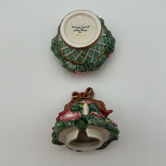 Vintage Fitz and Floyd Christmas Florentine Sugar Bowl w/ Lid 1996 Retired - Picture 9 of 16